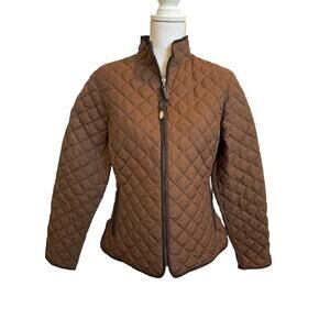 Eddie Bauer Goose Down Quilted Jacket Womens Medium Full Zip Pockets Lightweight